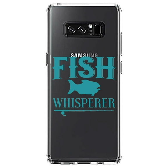 DistinctInk Clear Shockproof Hybrid Case for Samsung Galaxy Note 8 - TPU Bumper Acrylic Back Tempered Glass Screen Protector - Fish Whisperer