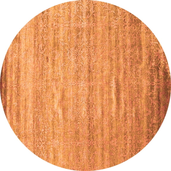 Ahgly Company Indoor Round Abstract Orange Contemporary Area Rugs, 8' Round