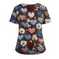 thumbnail image 4 of Women's Valentine's Day Scrubs Top Stretchy Vneck Short Sleeve Cute Heart Printed Shirts Valentine's Day Split Hem Caregiver T Shirts, 4 of 4