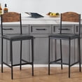 thumbnail image 3 of Modern Bar Table and Chairs Set for 2, Counter Height Dining Furniture with PU Upholstered Stools, Backrest & Footrest – Gray / Retro Color, 2-Pack / 4-Pack / 1+2 Set Options, 3 of 7