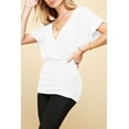 thumbnail image 5 of Made by Johnny Women's V Neck Short Sleeve Wrap Front Drape Dolman Top M WHITE, 5 of 6