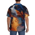 thumbnail image 3 of Lsque Cosmic Dog Starry Night print Men's Cuban Collar Short Sleeve Shirt Summer Beachwear Casual Button Down Fashionable Vacation Leisure Shirt-3X-Large, 3 of 7