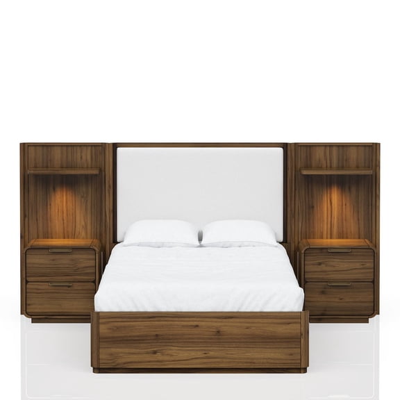 Bernards Summerfield King Upholstered Wall Bed in Walnut Finish