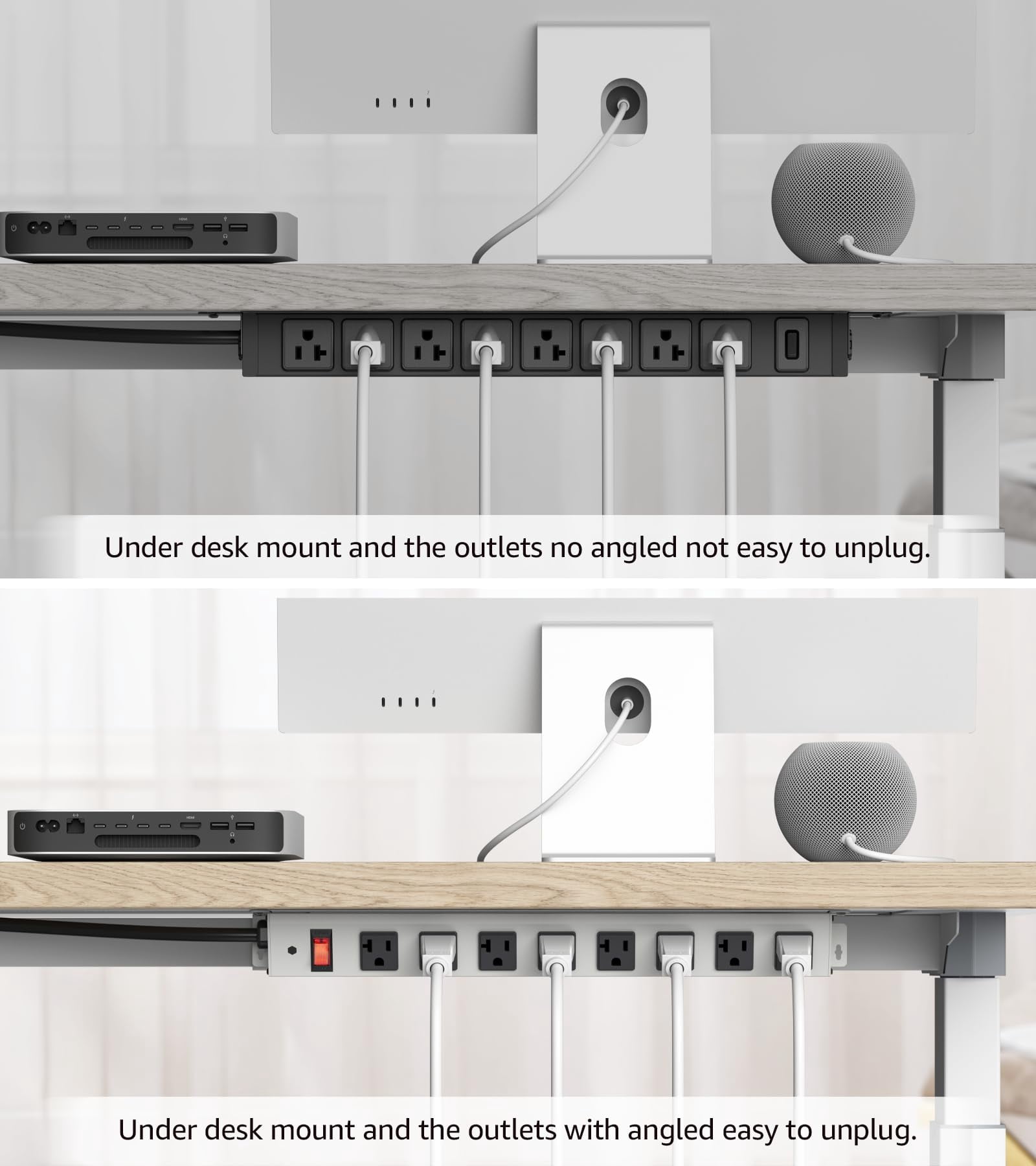 VILONG 20 Amp Heavy Duty Surge Protector Power Strip, 8 Outlets 2500W, 6ft 12AWG Cord, ETL Listed, Wall Mount for Cabinet, Kitchen Desktop
