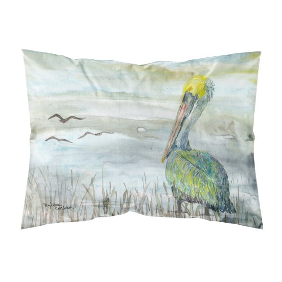Pelican Watercolor Fabric Standard Pillowcase