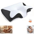 thumbnail image 1 of Pillow, Cervical Pillow, Neck Pillow for Sleeping, Pillow for Neck Pain Relief, 15° Concave for Pain Relief, Odorless, Pressure-Relieving Memory Foam, Orthopedic Pillow for All Sleepers (Black), 1 of 7