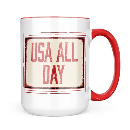 

Christmas Cookie Tin USA All Day Fourth of July Aging Vintage Red Mug gift for Coffee Tea lovers