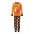 thumbnail image 5 of EYIIYE Family Pajamas Matching Sets Halloween Pumpkin Set Letter Print Long Sleeve Tops Long Pants 2-Piece Outfits, 5 of 8