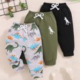 thumbnail image 2 of Edvintorg 3 Pack Toddler Boy Clothes Dinosaur Sweatpants Drawstring Elastic Waist Casual Cotton Pants Winter Joggers for Boys 6M-3T, 2 of 8