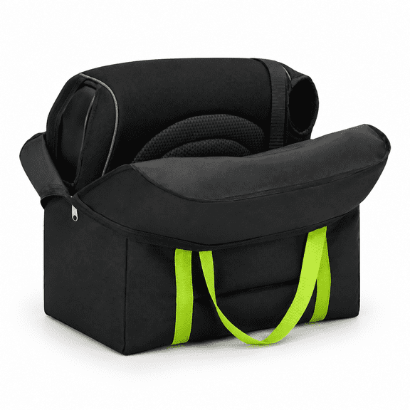 Black and Green Booster Seat Travel Bag for Airplane and On-the-Go Travel