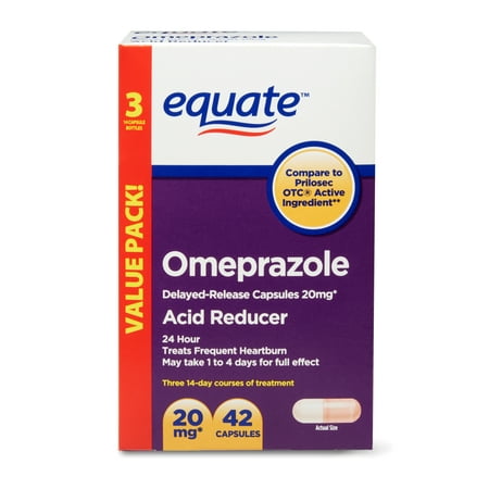 Equate Acid Reducer Omeprazole Capsules, 20 mg, 42 Count, 3 (Best Otc Acid Reducer)