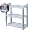 thumbnail image 1 of Dvruxg Three-Layer Storage Rack, Multifunctional Storage Rack Hollow Shelf Rack Adjustable Sundries Organizer for Kitchen Office(Gray), 1 of 5
