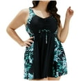 thumbnail image 2 of Jjayotai Womens Two Piece Swim Dress, Plus Size Tummy Control Swimsuits for Women, V Neck Wrap Swimdress Skirt Bathing Suit with Bottom Green XXL, 2 of 8