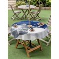 thumbnail image 3 of Outdoor Tablecloth with Umbrella Hole and Zipper, Navy Blue Christmas Round Table Cloth 60 Inch Waterproof Tablecloth, Xmas Balls Pine Needles Snowflakes Picnic Table Cover for Patio Camping, 3 of 7