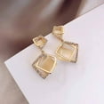 thumbnail image 2 of Simple Gold Korean Earrings Luxury Minimalist Design for Round Face Shapes, 2 of 4