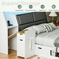 thumbnail image 6 of Advwin Full Size Platform Bed Frame with Hidden Side Desk, LED Storage Headboard, Bookshelf, 4 Drawers & Charging Station, No Box Spring Needed, Space-Saving Design, 6 of 12