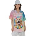 thumbnail image 4 of Happy Easter Golden Retriever with Bunny Ear Headband and Flowers Hawaiian Shirt Breathable Summer Unisex Merch Goldens Dog Lover Gifts Idea - 13001, 4 of 6