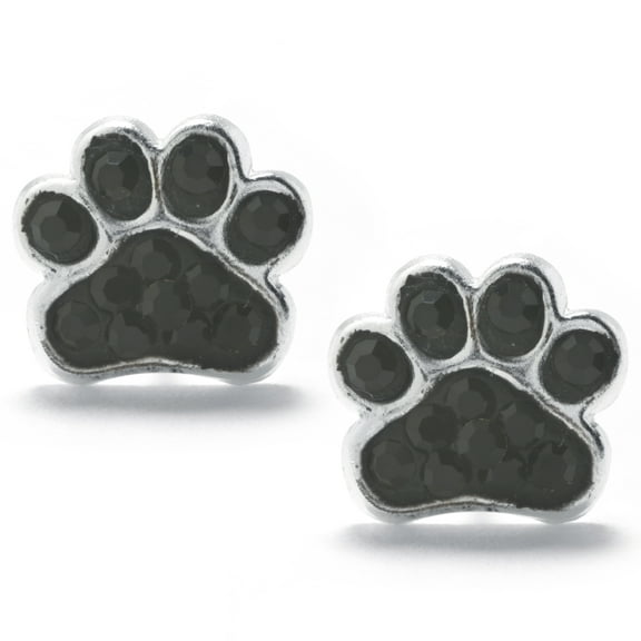 Marisol & Poppy Crystal Dog Paw Studs in Sterling Silver for Women, Teen, Unisex