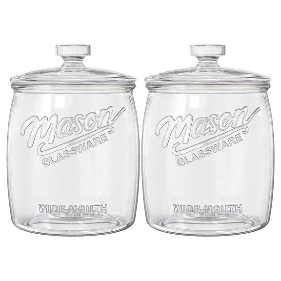 2 Pack Cookie Jar, Half Gallon Glass Jar with Airtight Lids for Cookies, Candy, Flour, Dog Treats, Coffee, Laundry Room Storage & Pantry, Wide Mouth Mason Jar for Sourdough Starter