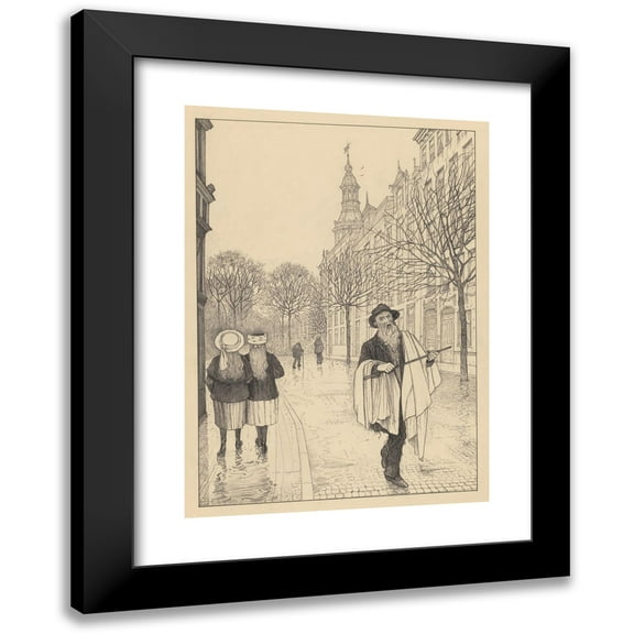 Willem Pothast 11x14 Black Modern Framed Museum Art Print Titled - Old Man with a Stick on a Street (In or Before 1910)