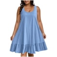 thumbnail image 2 of Tdoqot Womens Plus Size Dresses Sundress- Sleeveless Casual Flowy Summer Tank Midi Dresses Blue Size L, 2 of 8