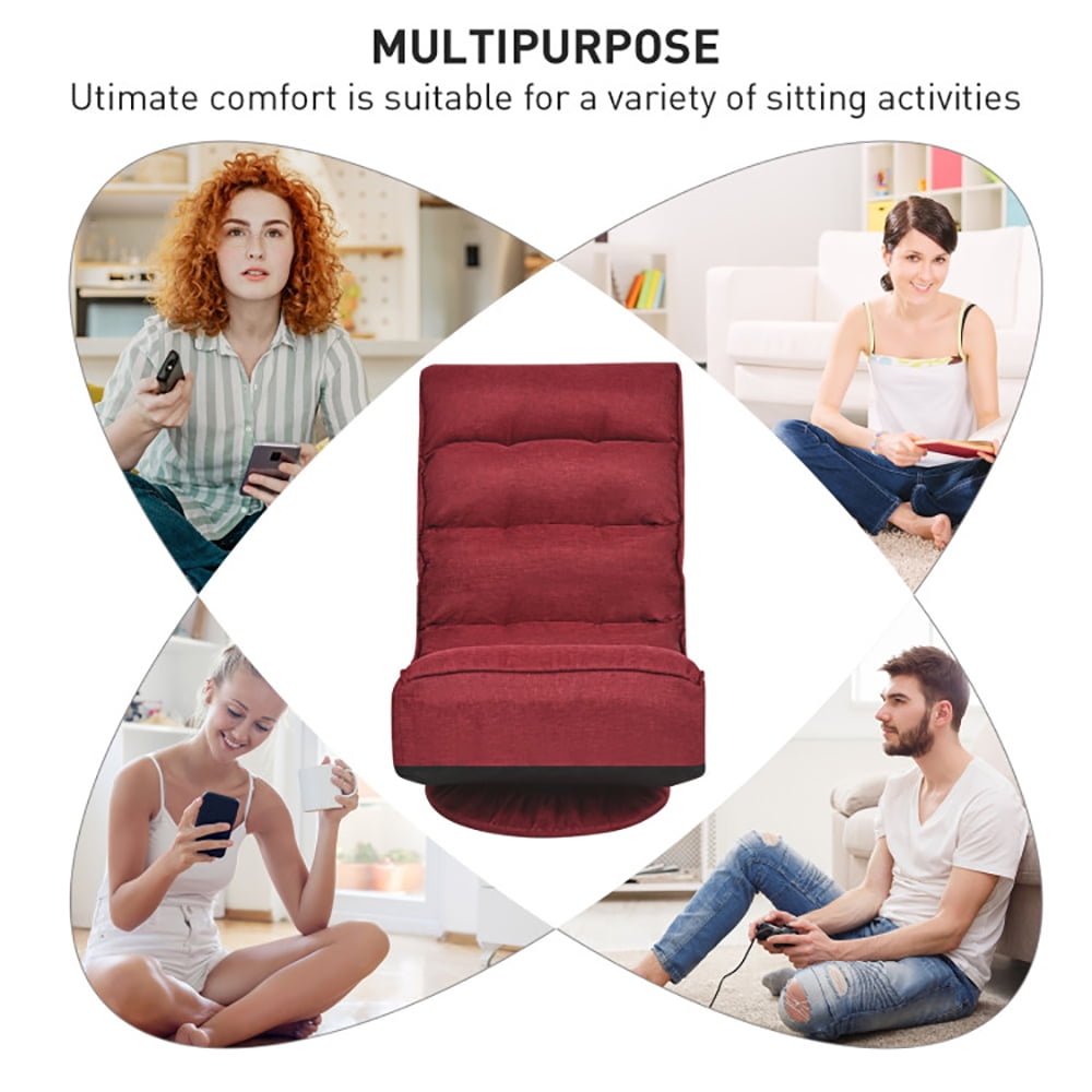 Finihen 360 Degree Swivel Floor Chair, 5-Position Folding Floor Gaming Chair, Lazy Lounge Chair for Relaxing Reading Gaming TV Watching, Dark Red Finihen 360 Degree Swivel Floor Chair, 5-Position Folding Floor Gaming Chair, Lazy Lounge Chair for Relaxing Reading Gaming TV Watching, Dark Red