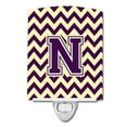 thumbnail image 1 of Carolines Treasures CJ1058-NCNL Letter N Chevron Purple & Gold Ceramic Night Light, 1 of 1