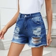 thumbnail image 4 of CaiJunJia Womens Jean Short Ripped Hot Shorts Comfy Stretchy Women Fringed Denim Shorts, 4 of 6