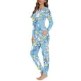 thumbnail image 2 of Renewold Thermal Blue Pajama Set Size 5XL 2 Pieces Ladies Pj Rabbit Stars Sweatpants Top Soft Easter Egg Scoop Neck Sleepwear Tracksuit Elastic Long Sleeve Nightwear, 2 of 4