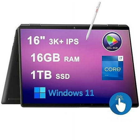 HP Spectre X360 16 2-in-1 Laptop 16" 3K+ IPS Touchscreen (100% sRGB 400nit Low Blue Light) 13th Generation Intel 14-Core i7-13700H 16GB RAM 1TB SSD Backlit Fingerprint Thunderbolt Win11 Black + Pen