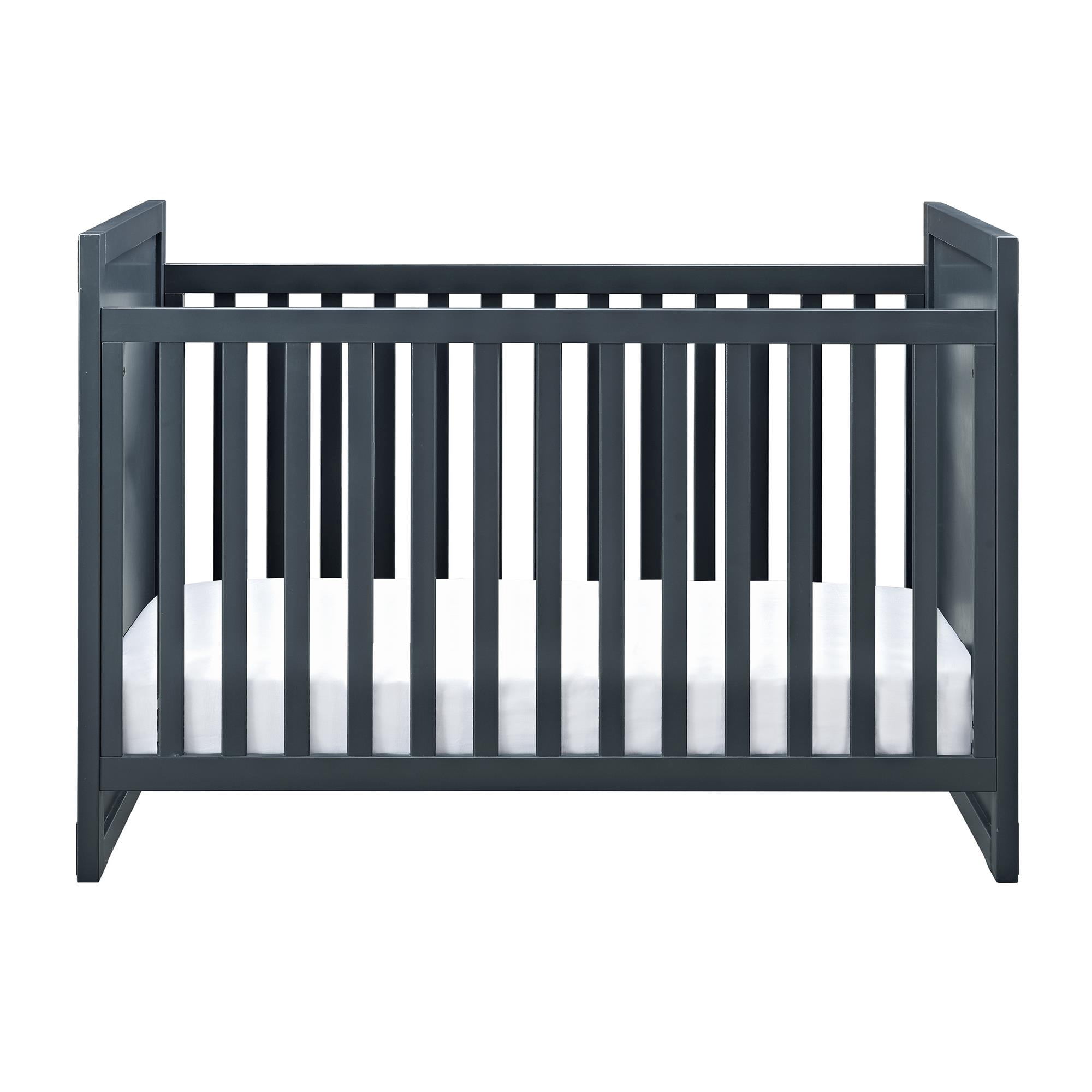 Baby Relax Miles 2-in-1 Convertible Crib for Nursery, Graphite Blue