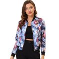 thumbnail image 1 of INSPIRE CHIC Juniors Veste Bomber Courte à Col Montant Fermeture à Glissière Imprimé Floral Bleu m, 1 of 6