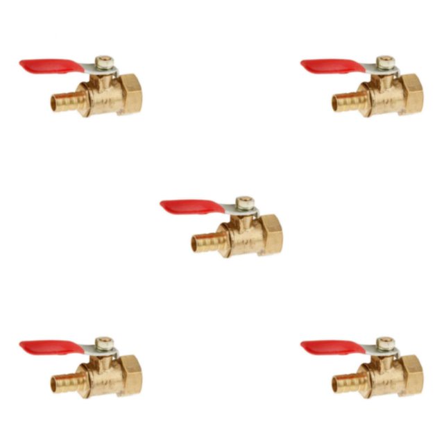 Thinsony Various Type Ball Valve Threaded Brass Valve Ball 16mm 8mm Red 5Set
