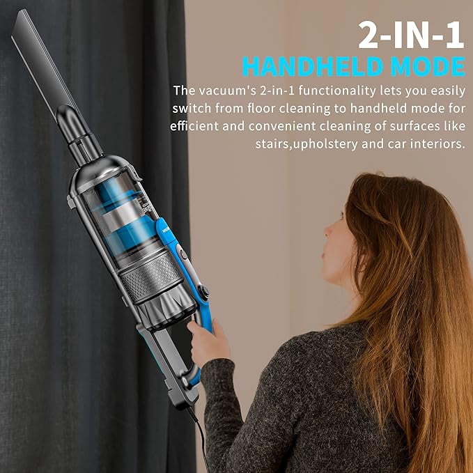 PINETAN PowerLift Lightweight Upright Vacuum Cleaner, Corded 600W