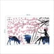 thumbnail image 4 of Pegatinas de pared Ormromra HFP-0526 Girl on A Swing & Moose Silhouette con mariposas rosas, 4 of 4