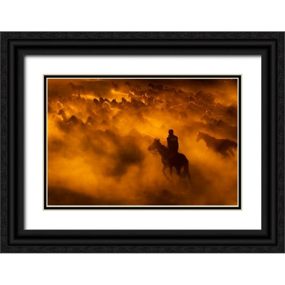 Tunc, Feyzullah 32x23 Black Ornate Wood Framed with Double Matting Museum Art Print Titled - Cowboy