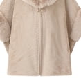 thumbnail image 3 of UTSJKR Women Large Faux Fur Collar Cape Coat Textured Fabric Buckle Fasten Loose Poncho Jacket for Winter Daily Look Beige, 3 of 4