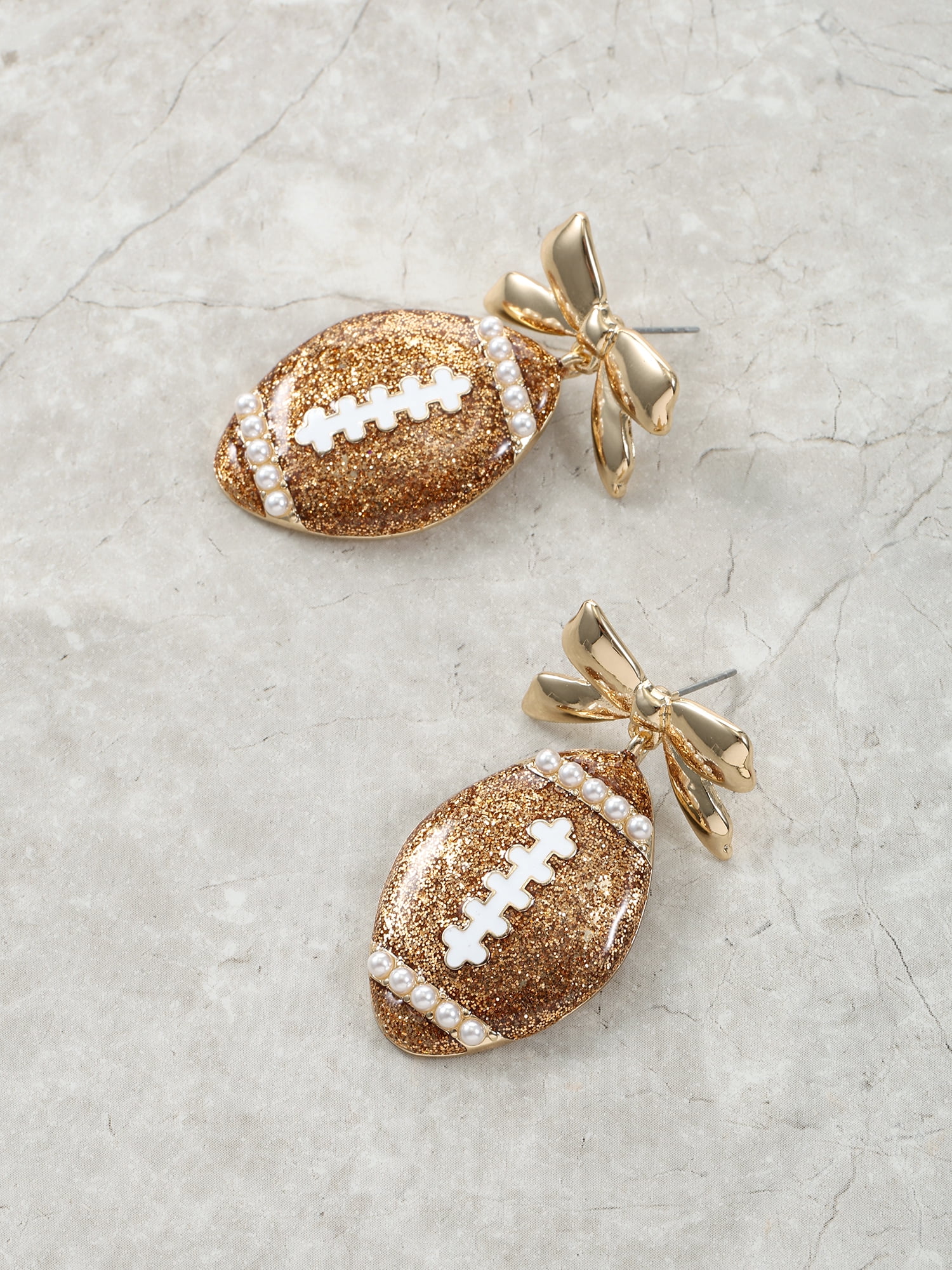 Packed Party Women's Touchdown Sparkle Football Dangle Earrings, 1 Pair