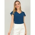thumbnail image 3 of INSPIRE CHIC Blouse d'Été en Chiffon pour Femmes, Col en V, Manches Courtes, Semi-Transparente, 3 of 6