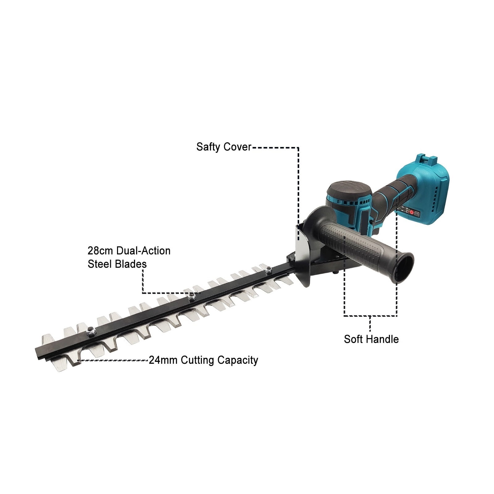 Cordless Brushless Hedge Trimmer With 28CM Blade Fit 18V Battery(No Battery) ,2 IN 1 Trimmer & Edger