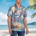 thumbnail image 2 of Lsque Dolphin Rainbow Horse pattern Hawaiian Shirt for Men, Unisex Summer Beach Casual Short Sleeve Button Down Shirts-Large, 2 of 9