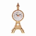 thumbnail image 2 of Reloj despertador de mesa con forma de Torre Eiffel, fácil de leer, multiusos, práctico para mesita de noche. Oro, 2 of 8