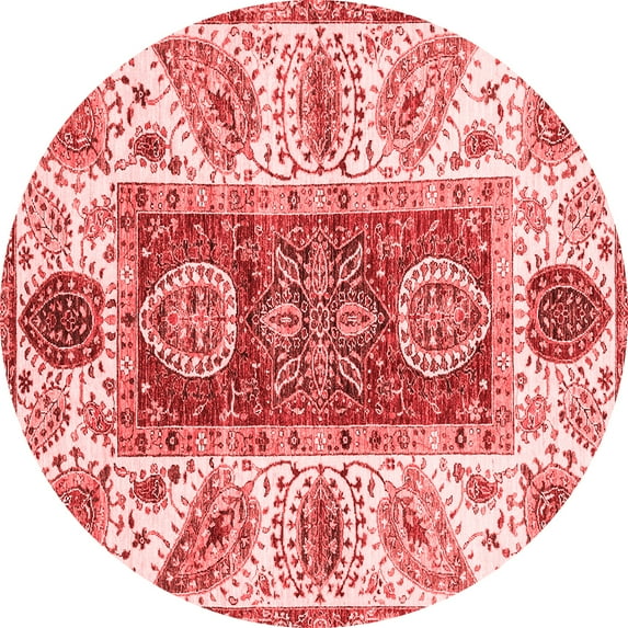 Ahgly Company Indoor Round Abstract Red Modern Area Rugs, 3' Round