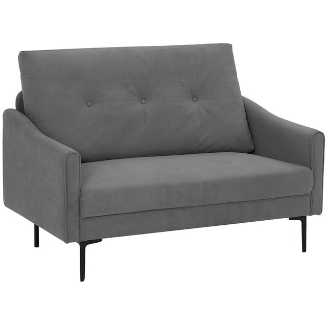 HOMCOM 2 Seater Sofa, Upholstered Loveseat with Button Tufted, Grey