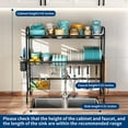 thumbnail image 3 of Dish Drying Rack - Stainless Steel Over The Sink Dish Drying Rack (Expandable Length), 2 Tier Large Dish Rack with Utensil Holder, 32.3" - 33.9"(L) x 11.4"(W) x 32.3"(H) Black, 3 of 7