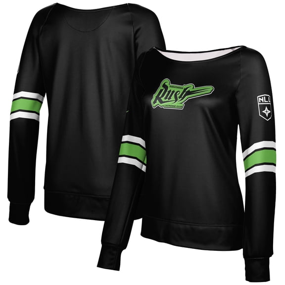 Girls Youth Epoch Lacrosse Black Saskatchewan Rush Boat Neck Pullover Sweatshirt