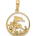 thumbnail image 4 of 14K Yellow Gold Double Dolphin Circle Pendant (22 X 15) Made In United States k3018, 4 of 6