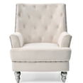 thumbnail image 2 of Ivory - Hued Armchair | Relaxing in Small, Cozy Areas | Velvet and Foam Combination | Ready to Sit, 2 of 2