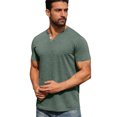 thumbnail image 5 of Qwertyu Mens Henley Lightweight Shirts Short Sleeve Casual Cotton Button T-Shirts Summer Basic Tee Army Green 2XL, 5 of 6