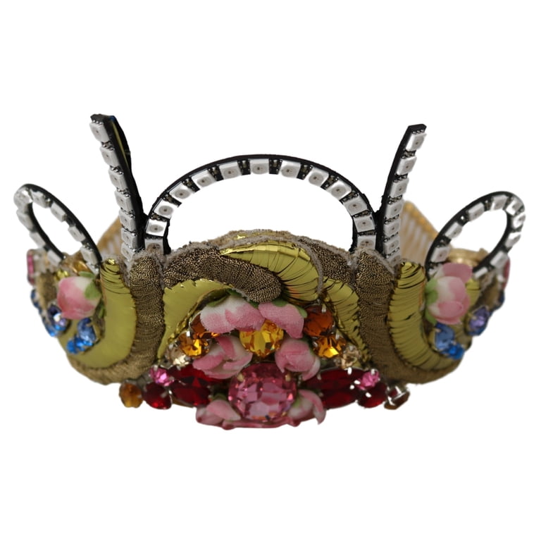 Dolce & Gabbana Gold Brass Floral Crystals LED Lights Crown Tiara Diadem Dolce & Gabbana Brass Floral Crystals Led Lights Crown In  main image 3